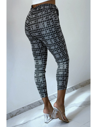 Pantalon slim noir avec motif poches et ceinture - 3