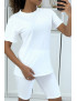 Ensemble T-shirt et cycliste blanc avec ceinture - 3