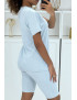 Ensemble T-shirt et cycliste bleu avec ceinture - 3