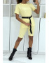 -Ensemble T-shirt et cycliste jaune avec ceinture - 1