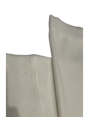 Ensemble pull col roulé over size et jegging en maille côtelé extensible blanc - 3