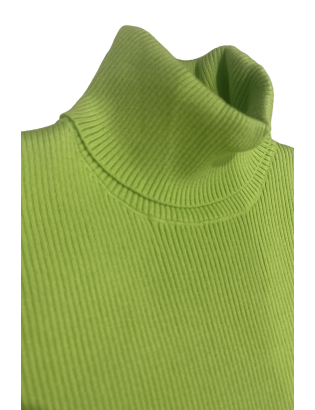Ensemble pull col roulé over size et jegging en maille côtelé extensible pistache - 2