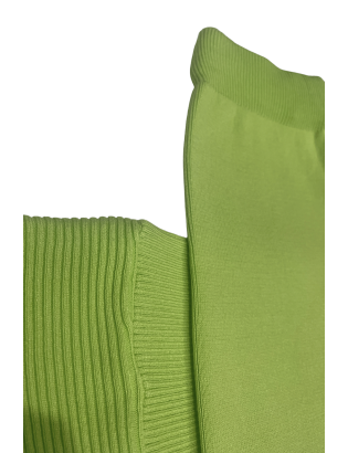 Ensemble pull col roulé over size et jegging en maille côtelé extensible pistache - 3
