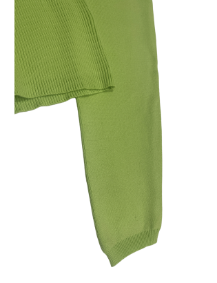 Ensemble pull col roulé over size et jegging en maille côtelé extensible pistache - 4