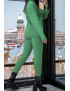 Ensemble pull col roulé over size et jegging en maille côtelé extensible vert - 2