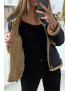 Veste en jean moumoute noir et poches camel - 5