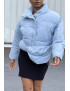 Doudoune bleu ajustable à la taille avec poches et sac  - 1