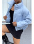 Doudoune bleu ajustable à la taille avec poches et sac  - 3