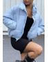 Doudoune bleu ajustable à la taille avec poches et sac  - 4