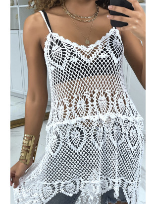 Tunique de plage en crochet blanche - 4