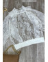 Blouse blanche en tulle et dentelle à volant col fraise - 6