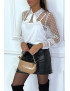 Blouse blanche plumetis à col Claudine et noeud - 5