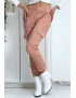 Pantalon treillis rose en strech avec poches - 4