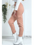 Pantalon treillis rose en strech avec poches - 7