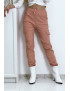 Pantalon treillis rose en strech avec poches - 8