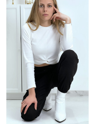 Pantalon treillis noir en strech avec poches - 3