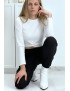 Pantalon treillis noir en strech avec poches - 3