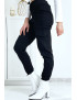 Pantalon treillis noir en strech avec poches - 5