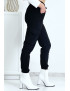 Pantalon treillis noir en strech avec poches - 9