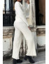 Ensemble blanc gilet et pantalon palazzo en jaquard très extensible - 4