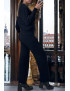Ensemble noir gilet et pantalon palazzo en jaquard très extensible - 3