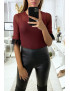 Body en tulle bordeaux avec plumes aux manches - 1