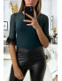 Body en tulle vert avec plumes aux manches - 1