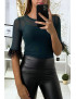 Body en tulle vert avec plumes aux manches - 2