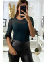 Body en tulle vert avec plumes aux manches - 3