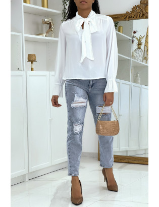 Blouse fluide blanche à manches longues - 2