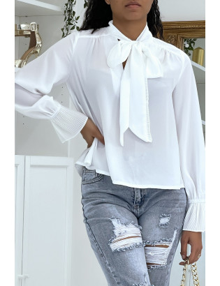 Blouse fluide blanche à manches longues - 4