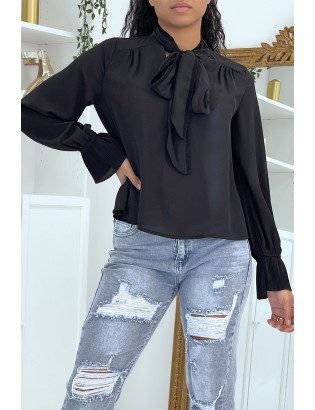 Blouse fluide noire à manches longues - 2