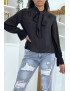 Blouse fluide noire à manches longues - 2