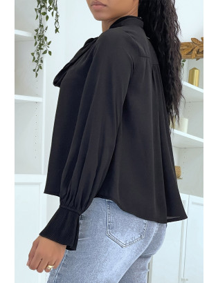 Blouse fluide noire à manches longues - 3