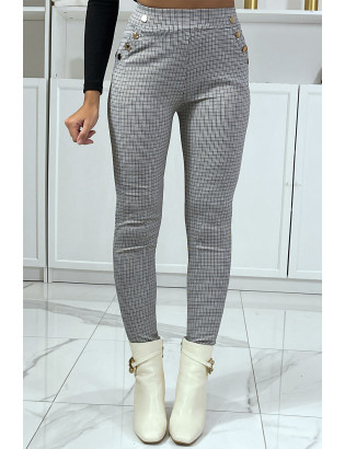 Pantalon canard motif carreaux avec poches et boutons - 2