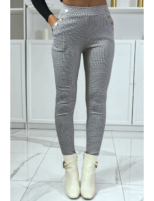 Pantalon canard motif carreaux avec poches et boutons - 3