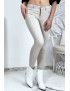 Jeans slim beige en strech avec poches - 1