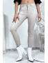 Jeans slim beige en strech avec poches - 2