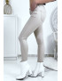 Jeans slim beige en strech avec poches - 5