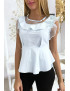 Blouse bleu avec volant et tulle - 1