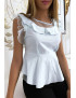Blouse bleu avec volant et tulle - 3