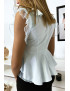 Blouse bleu avec volant et tulle - 4