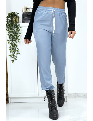 Pantalon cargo effet jean bleu ciel - 2