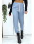 Pantalon cargo effet jean bleu ciel - 2