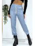 Pantalon cargo effet jean bleu ciel - 5