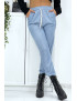 Pantalon cargo effet jean bleu ciel - 7