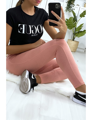 Leggings uni basique couleur rose  . - 3
