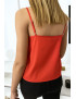 Débardeur rouge avec tulle brodé en motif d'ailes - 3