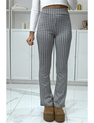 Pantalon blanc motif carreaux patte d'eph - 1
