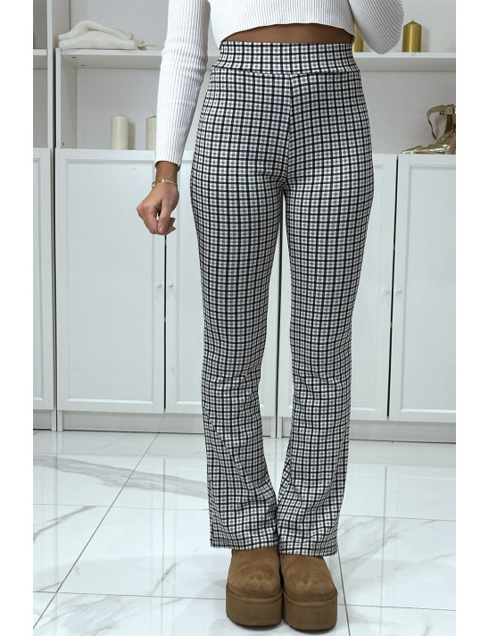 Pantalon blanc motif carreaux patte d'eph - 1